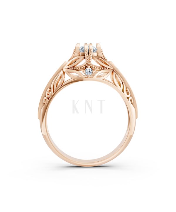Nhẫn đính hôn R234 thiết kế cổ điển chạm khắc tinh xảo màu vàng hồng Rose Gold vàng đẹp, họa tiết hình học, độc đáo