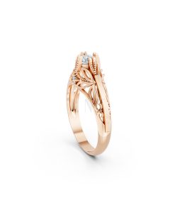 Nhẫn đính hôn R234 thiết kế cổ điển chạm khắc tinh xảo màu vàng hồng Rose Gold cặp đôi, phong cách trẻ trung, nổi bật