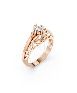Nhẫn đính hôn R234 thiết kế cổ điển chạm khắc tinh xảo màu vàng hồng Rose Gold họa tiết ấn tượng, cá tính