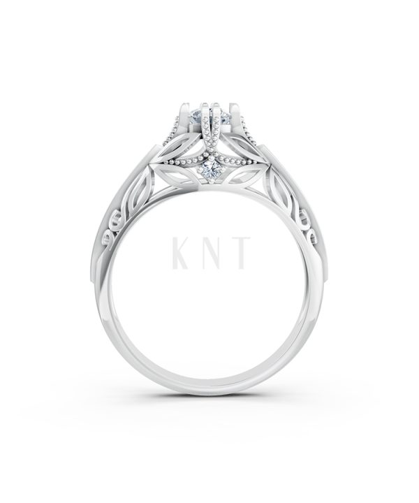 Nhẫn đính hôn R234 thiết kế cổ điển chạm khắc tinh xảo màu vàng trắng White Gold vàng sáng bóng, thiết kế trẻ trung
