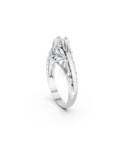 Nhẫn đính hôn R234 thiết kế cổ điển chạm khắc tinh xảo màu vàng trắng White Gold vàng sáng, đường nét sắc sảo, tinh tế