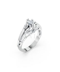 Nhẫn đính hôn R234 thiết kế cổ điển chạm khắc tinh xảo màu vàng trắng White Gold kiểu dáng hiện đại, nổi bật