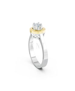 Nhẫn đính hôn đá US R235 đính đá chủ tròn tượng trưng mặt trời phối màu Dual Color vàng đẹp, họa tiết hình học, độc đáo