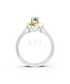 Nhẫn đính hôn đá US R235 đính đá chủ tròn tượng trưng mặt trời phối màu Dual Color phong cách trẻ trung, nổi bật