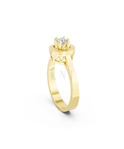 Nhẫn đính hôn đá US R235 đính đá chủ tròn tượng trưng mặt trời màu Vàng Gold thiết kế tinh xảo, độc đáo