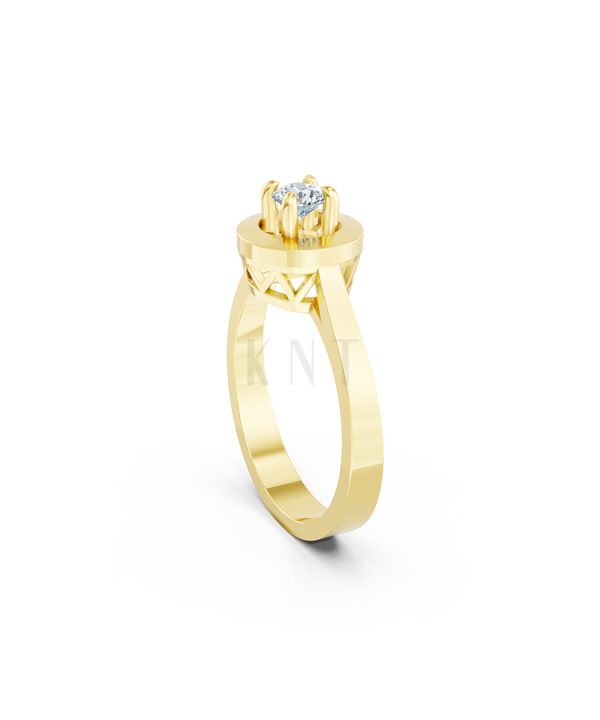 Nhẫn đính hôn đá US R235 đính đá chủ tròn tượng trưng mặt trời màu Vàng Gold thiết kế tinh xảo, độc đáo