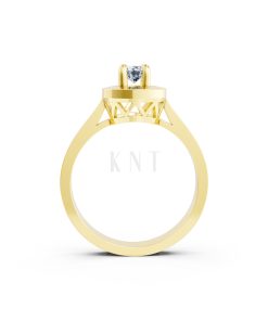 Nhẫn đính hôn đá US R235 đính đá chủ tròn tượng trưng mặt trời màu Vàng Gold thiết kế phá cách, sang trọng