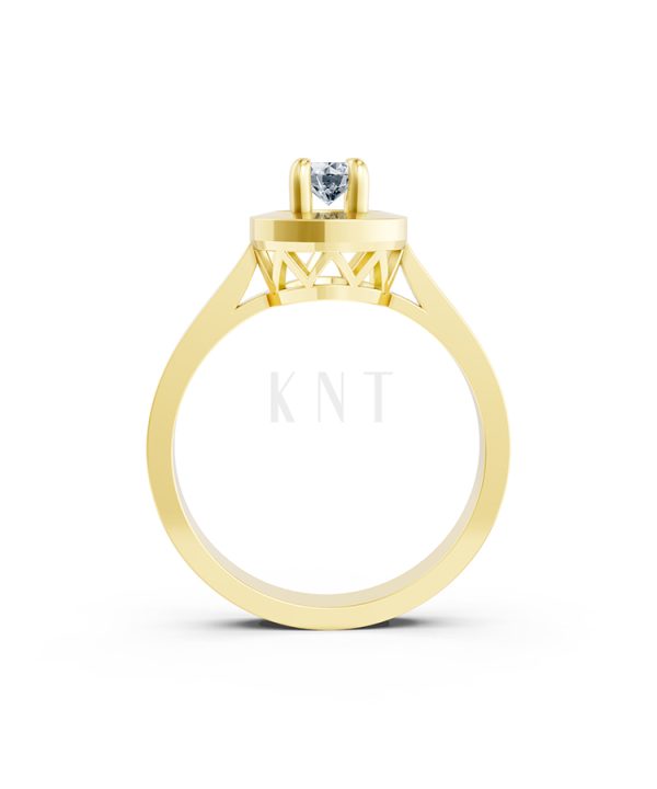 Nhẫn đính hôn đá US R235 đính đá chủ tròn tượng trưng mặt trời màu Vàng Gold thiết kế phá cách, sang trọng