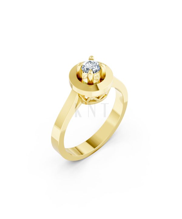 Nhẫn đính hôn đá US R235 đính đá chủ tròn tượng trưng mặt trời màu Vàng Gold thiết kế tinh tế, sang trọng