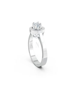 Nhẫn đính hôn đá US R235 đính đá chủ tròn tượng trưng mặt trời màu vàng trắng White Gold vàng sáng, đường nét sắc sảo, tinh tế