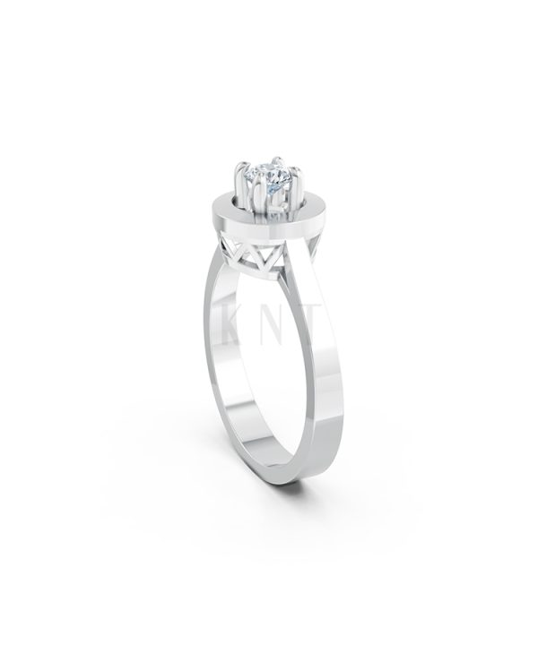 Nhẫn đính hôn đá US R235 đính đá chủ tròn tượng trưng mặt trời màu vàng trắng White Gold vàng sáng, đường nét sắc sảo, tinh tế