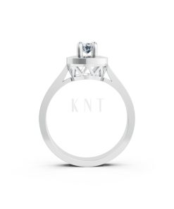 Nhẫn đính hôn đá US R235 đính đá chủ tròn tượng trưng mặt trời màu vàng trắng White Gold vàng sáng bóng, thiết kế trẻ trung