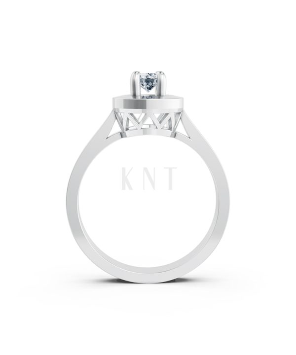 Nhẫn đính hôn đá US R235 đính đá chủ tròn tượng trưng mặt trời màu vàng trắng White Gold vàng sáng bóng, thiết kế trẻ trung