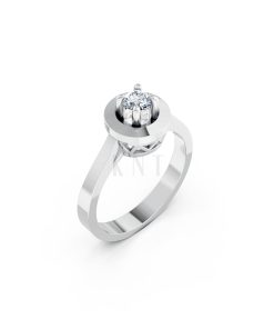 Nhẫn đính hôn đá US R235 đính đá chủ tròn tượng trưng mặt trời màu vàng trắng White Gold kiểu dáng hiện đại, nổi bật