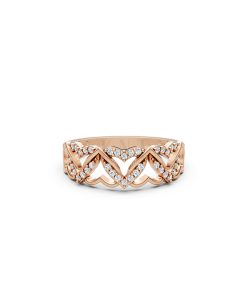 Nhẫn đính hôn đá US R238 họa tiết trái tim đính đá tinh xảo màu vàng hồng Rose Gold vàng đẹp, họa tiết hình học, độc đáo