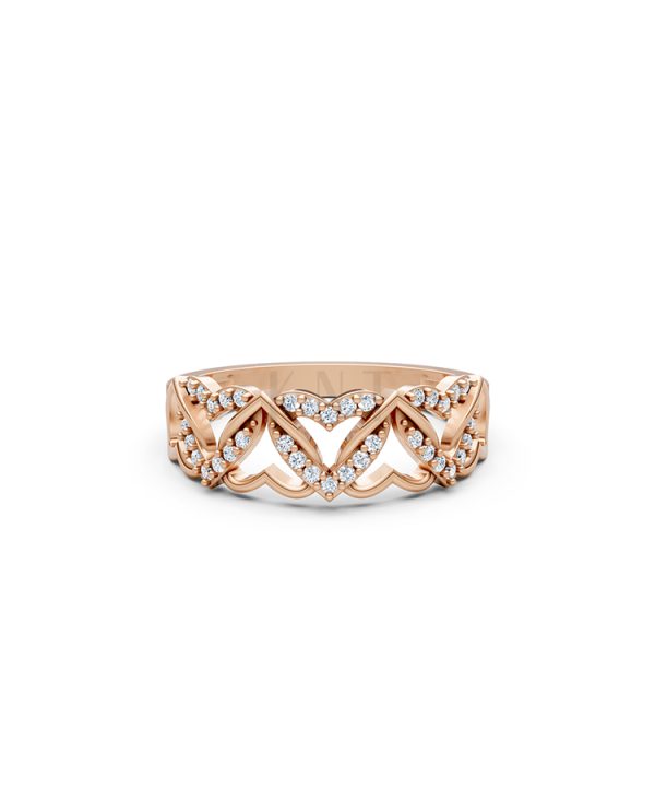 Nhẫn đính hôn đá US R238 họa tiết trái tim đính đá tinh xảo màu vàng hồng Rose Gold vàng đẹp, họa tiết hình học, độc đáo