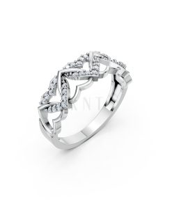 Nhẫn đính hôn đá US R238 họa tiết trái tim đính đá tinh xảo màu vàng trắng White Gold kiểu dáng hiện đại, nổi bật