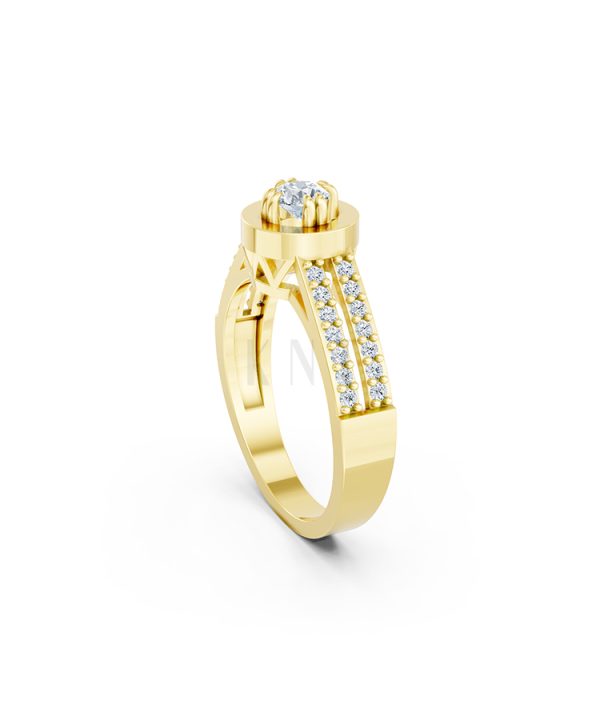 Nhẫn đính hôn đá cao cấp R239 thiết kế hai hàng đá tấm nổi bật màu Vàng Gold vàng 10K/14K/18K/607 đính đá nhỏ, thanh lịch