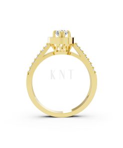 Nhẫn đính hôn đá cao cấp R239 thiết kế hai hàng đá tấm nổi bật màu Vàng Gold đính đá trắng, thiết kế phá cách, sang trọng