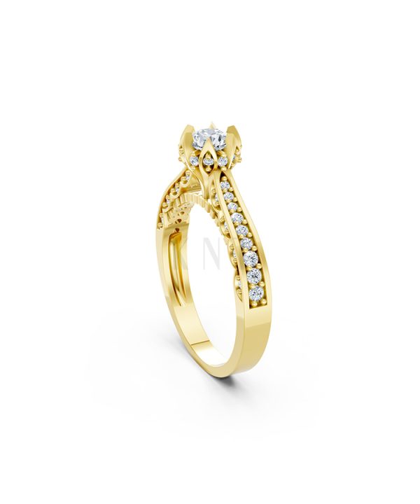 Nhẫn đính hôn R240 màu Vàng Gold đính đá trắng, thiết kế phá cách, sang trọng