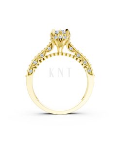 Nhẫn đính hôn R240 màu Vàng Gold mặt nhẫn chạm khắc tinh xảo, độc đáo