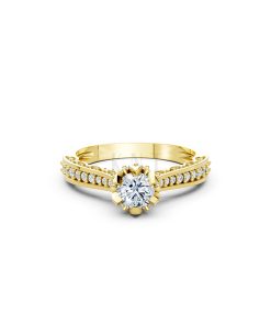 Nhẫn đính hôn R240 màu Vàng Gold vàng 10K/14K/18K/607 đính đá nhỏ, thanh lịch