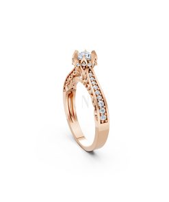 Nhẫn đính hôn R240 màu vàng hồng Rose Gold cặp đôi, phong cách trẻ trung, nổi bật