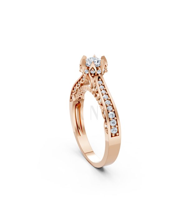 Nhẫn đính hôn R240 màu vàng hồng Rose Gold cặp đôi, phong cách trẻ trung, nổi bật