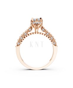 Nhẫn đính hôn R240 màu vàng hồng Rose Gold vàng đẹp, họa tiết hình học, độc đáo