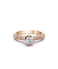 Nhẫn đính hôn R240 màu vàng hồng Rose Gold thiết kế đối xứng, phong cách, ấn tượng