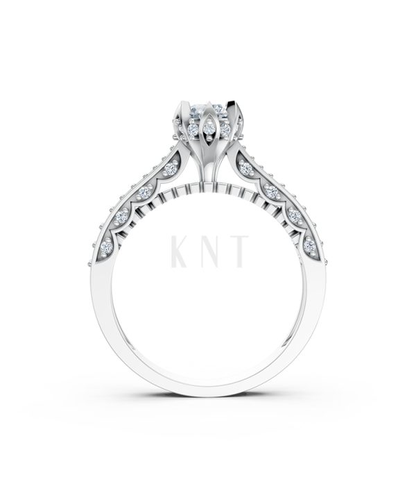 Nhẫn đính hôn R240 màu vàng trắng White Gold kiểu dáng cá tính, hiện đại