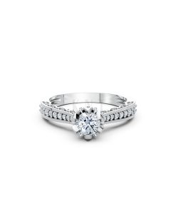 Nhẫn đính hôn R240 màu vàng trắng White Gold vàng sáng bóng, thiết kế trẻ trung