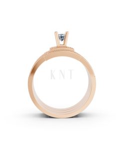 NHẪN ĐÍNH HÔN ĐÁ US - R242 - TINH XẢO, PHONG CÁCH màu vàng hồng Rose Gold cặp đôi, phong cách trẻ trung, nổi bật