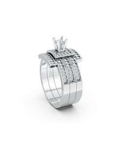 NHẪN ĐÍNH HÔN ĐÁ US - R242 - TINH XẢO, PHONG CÁCH màu vàng trắng White Gold vàng sáng bóng, thiết kế trẻ trung