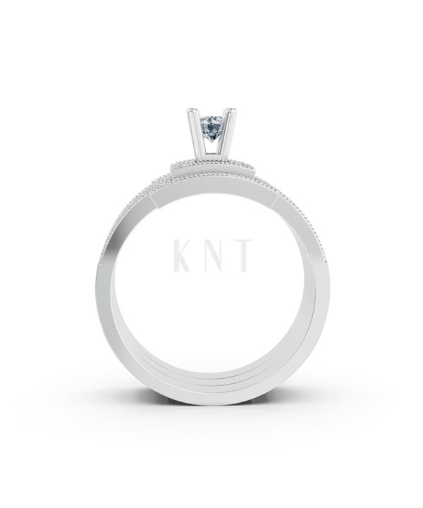 NHẪN ĐÍNH HÔN ĐÁ US - R242 - TINH XẢO, PHONG CÁCH màu vàng trắng White Gold vàng sáng, đường nét sắc sảo, tinh tế