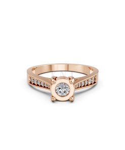 Nhẫn đính hôn R243 màu vàng hồng Rose Gold thiết kế đối xứng, phong cách, ấn tượng
