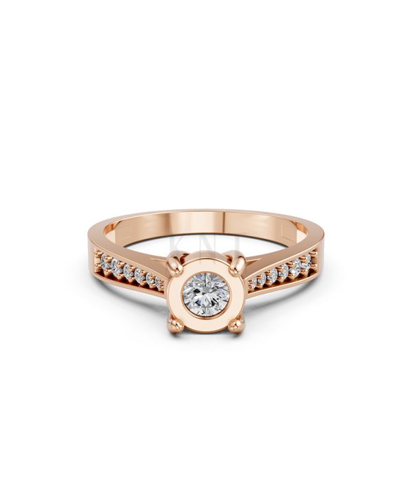 Nhẫn đính hôn R243 màu vàng hồng Rose Gold thiết kế đối xứng, phong cách, ấn tượng