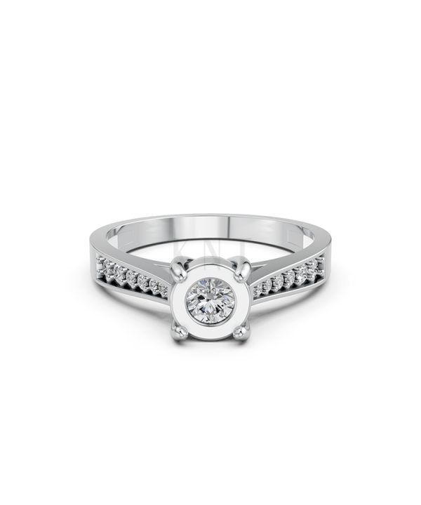 Nhẫn đính hôn R243 màu vàng trắng White Gold vàng sáng, đường nét sắc sảo, tinh tế