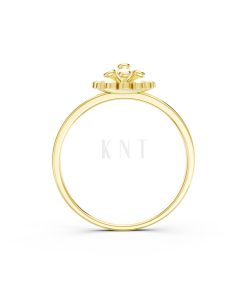 Nhẫn đính hôn đá US R244 màu Vàng Gold mặt nhẫn chạm khắc tinh xảo, độc đáo