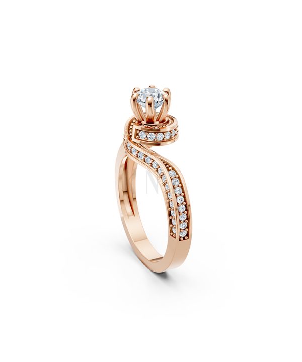 Nhẫn đính hôn R252 mặt nhẫn khắc chữ I Love You nổi bật màu vàng hồng Rose Gold vàng đẹp, họa tiết hình học, độc đáo