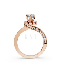 Nhẫn đính hôn R252 mặt nhẫn khắc chữ I Love You nổi bật màu vàng hồng Rose Gold thiết kế đối xứng, phong cách, ấn tượng