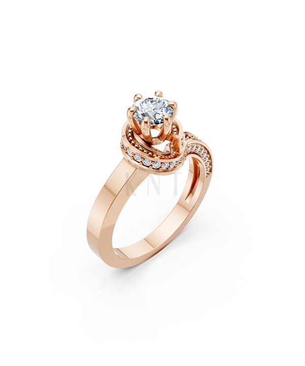 Nhẫn đính hôn R252 mặt nhẫn khắc chữ I Love You nổi bật màu vàng hồng Rose Gold họa tiết ấn tượng, cá tính