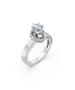 Nhẫn đính hôn R252 mặt nhẫn khắc chữ I Love You nổi bật màu vàng trắng White Gold kiểu dáng hiện đại, nổi bật
