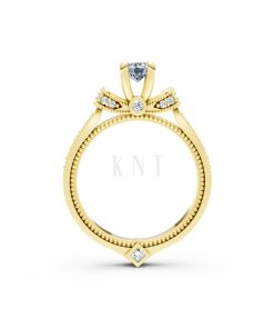 Nhẫn đính hôn R255 chạm khắc tỉ mỉ đính đá tấm cuốn hút màu Vàng Gold vàng 10K/14K/18K/607 đính đá nhỏ, thanh lịch