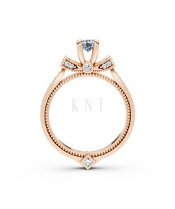 Nhẫn đính hôn R255 chạm khắc tỉ mỉ đính đá tấm cuốn hút màu vàng hồng Rose Gold thiết kế đối xứng, phong cách, ấn tượng