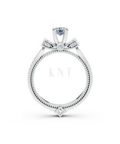 Nhẫn đính hôn R255 chạm khắc tỉ mỉ đính đá tấm cuốn hút màu vàng trắng White Gold vàng sáng bóng, thiết kế trẻ trung