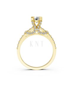 Nhẫn đính hôn R256 màu Vàng Gold vàng 10K/14K/18K/607 cao cấp, thanh lịch