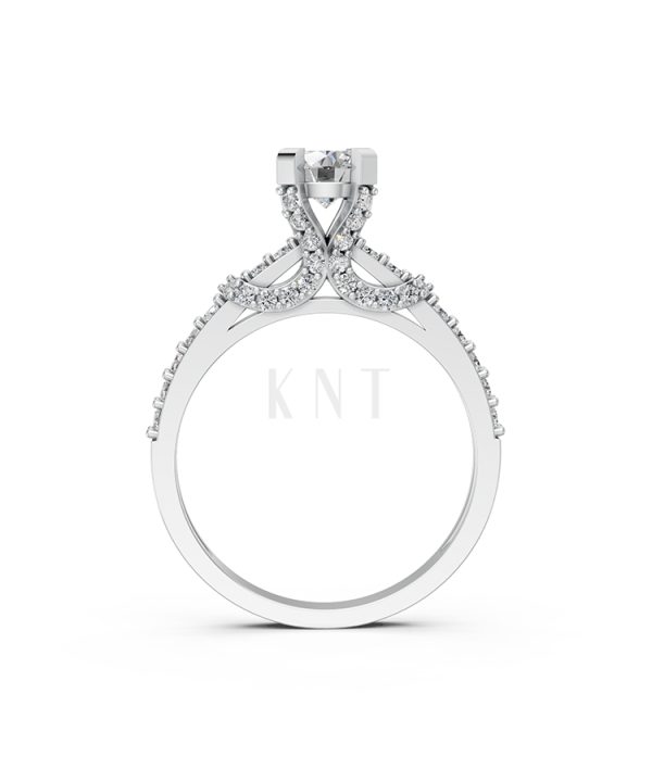 Nhẫn đính hôn R256 màu vàng trắng White Gold vàng sáng bóng, thiết kế trẻ trung