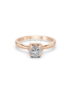 Nhẫn đính hôn R257 màu vàng hồng Rose Gold vàng đẹp, họa tiết hình học, độc đáo