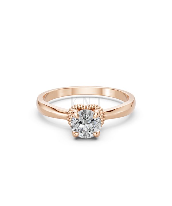 Nhẫn đính hôn R257 màu vàng hồng Rose Gold vàng đẹp, họa tiết hình học, độc đáo